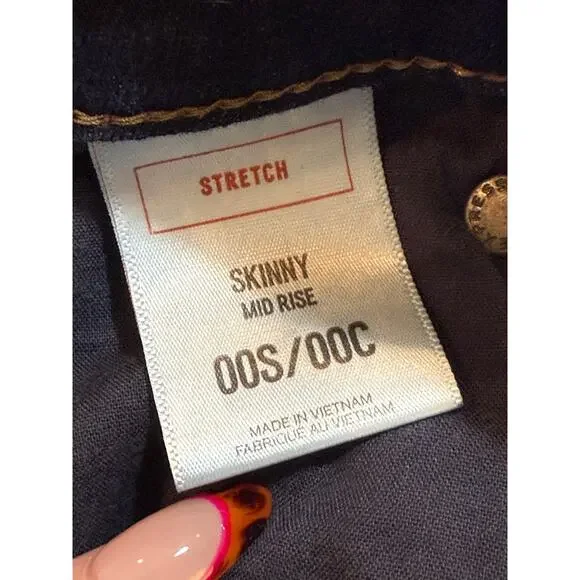 EXPRESS DARK BLUE STRETCH SKINNY MIDRISE DENIM WOMENS SIZE 00 - Picture 5 of 5